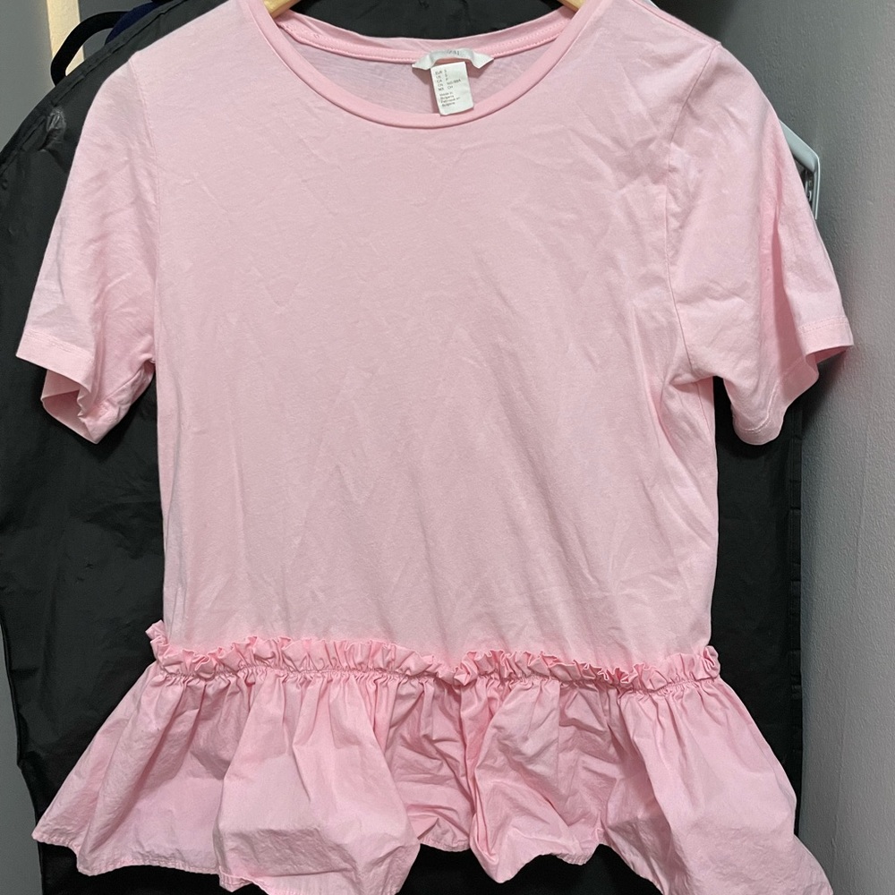 Baby Pink Ruffle Skirt T Shirt